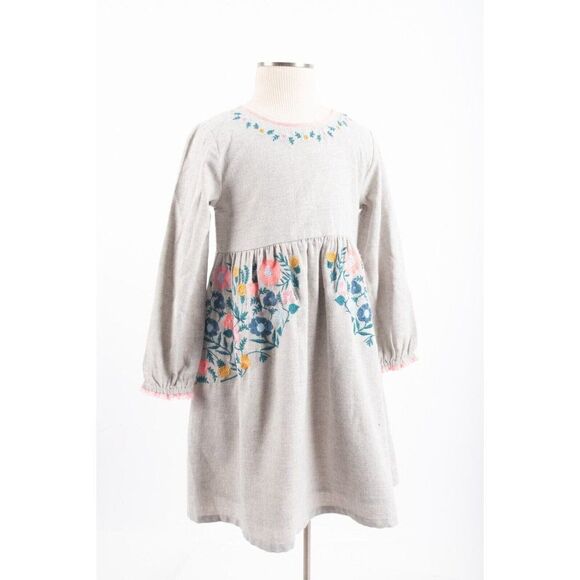 Egg New York Girls Dress Floral Embroidered Sz 5 Yrs Gray Long sleeve - Picture 2 of 6